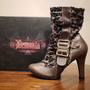 Demonia Tesla-106 Brown Vegan-Leather Boots